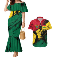 Ghana Flag Couples Matching Mermaid Dress and Hawaiian Shirt with Coat of Arms Design TS04