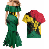 Ghana Flag Couples Matching Mermaid Dress and Hawaiian Shirt with Coat of Arms Design TS04