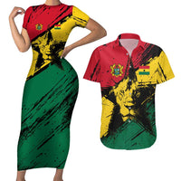 Ghana Flag Couples Matching Short Sleeve Bodycon Dress and Hawaiian Shirt with Coat of Arms Design TS04