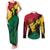 Ghana Flag Couples Matching Tank Maxi Dress and Long Sleeve Button Shirt with Coat of Arms Design TS04
