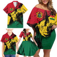Ghana Flag Family Matching Off Shoulder Short Dress and Hawaiian Shirt with Coat of Arms Design TS04