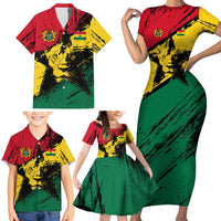 Ghana Flag Family Matching Short Sleeve Bodycon Dress and Hawaiian Shirt with Coat of Arms Design TS04