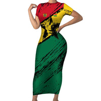 Ghana Flag Family Matching Short Sleeve Bodycon Dress and Hawaiian Shirt with Coat of Arms Design TS04