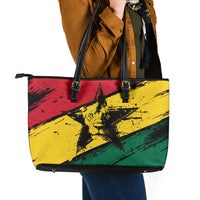Ghana Flag Leather Tote Bag with Coat of Arms Design TS04