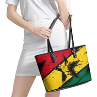 Ghana Flag Leather Tote Bag with Coat of Arms Design TS04
