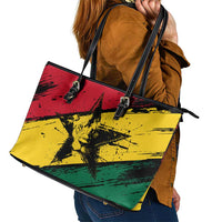 Ghana Flag Leather Tote Bag with Coat of Arms Design TS04