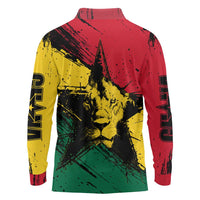 Ghana Flag Long Sleeve Polo Shirt with Coat of Arms Design TS04