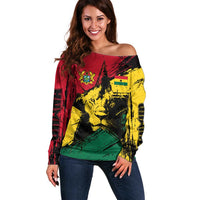 Ghana Flag Off Shoulder Sweater with Coat of Arms Design TS04