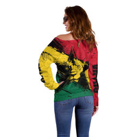 Ghana Flag Off Shoulder Sweater with Coat of Arms Design TS04