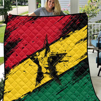 Ghana Flag Quilt with Coat of Arms Design TS04