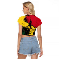 Ghana Flag Raglan Cropped T Shirt with Coat of Arms Design TS04