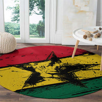 Ghana Flag Round Carpet with Coat of Arms Design TS04