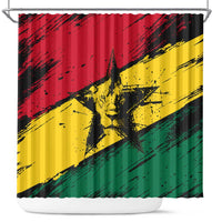 Ghana Flag Shower Curtain with Coat of Arms Design TS04