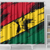 Ghana Flag Shower Curtain with Coat of Arms Design TS04