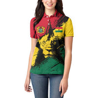Ghana Flag Women Polo Shirt with Coat of Arms Design TS04
