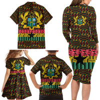 Kwame Nkrumah Family Matching Long Sleeve Bodycon Dress and Hawaiian Shirt with Coat of Arms – Grunge Style Design
