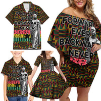Kwame Nkrumah Family Matching Off Shoulder Short Dress and Hawaiian Shirt with Coat of Arms – Grunge Style Design