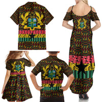 Kwame Nkrumah Family Matching Summer Maxi Dress and Hawaiian Shirt with Coat of Arms – Grunge Style Design