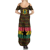 Kwame Nkrumah Family Matching Summer Maxi Dress and Hawaiian Shirt with Coat of Arms – Grunge Style Design