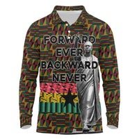 Kwame Nkrumah Long Sleeve Polo Shirt with Coat of Arms – Grunge Style Design
