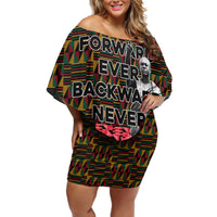 Kwame Nkrumah Off Shoulder Short Dress with Coat of Arms – Grunge Style Design