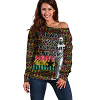 Kwame Nkrumah Off Shoulder Sweater with Coat of Arms – Grunge Style Design