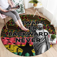 Kwame Nkrumah Round Carpet with Coat of Arms – Grunge Style Design