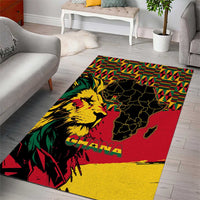 Ghana Lion Area Rug - Map & Coat of Arms Grunge Style Design