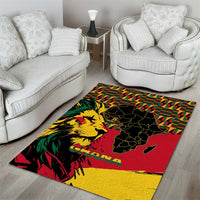 Ghana Lion Area Rug - Map & Coat of Arms Grunge Style Design