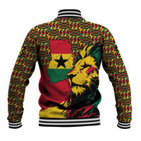 Ghana Lion Baseball Jacket - Map & Coat of Arms Grunge Style Design