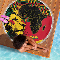 Ghana Lion Beach Blanket - Map & Coat of Arms Grunge Style Design