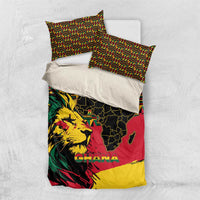 Ghana Lion Bedding Set - Map & Coat of Arms Grunge Style Design
