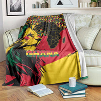 Ghana Lion Blanket - Map & Coat of Arms Grunge Style Design
