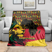 Ghana Lion Blanket - Map & Coat of Arms Grunge Style Design