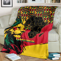 Ghana Lion Blanket - Map & Coat of Arms Grunge Style Design