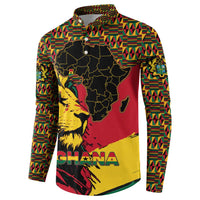 Ghana Lion Button Sweatshirt - Map & Coat of Arms Grunge Style Design