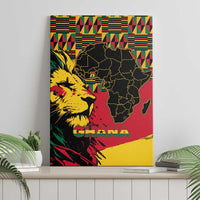 Ghana Lion Canvas Wall Art - Map & Coat of Arms Grunge Style Design