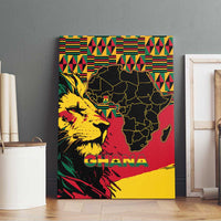 Ghana Lion Canvas Wall Art - Map & Coat of Arms Grunge Style Design