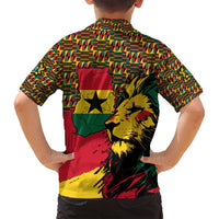 Ghana Lion Family Matching Tank Maxi Dress and Hawaiian Shirt - Map & Coat of Arms Grunge Style Design