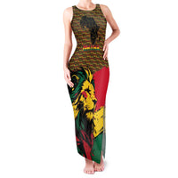 Ghana Lion Family Matching Tank Maxi Dress and Hawaiian Shirt - Map & Coat of Arms Grunge Style Design