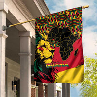 Ghana Lion Garden Flag - Map & Coat of Arms Grunge Style Design