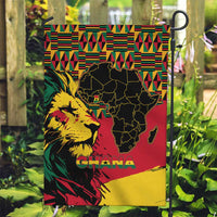 Ghana Lion Garden Flag - Map & Coat of Arms Grunge Style Design