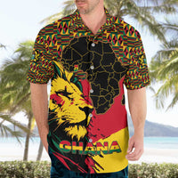 Ghana Lion Hawaiian Shirt - Map & Coat of Arms Grunge Style Design