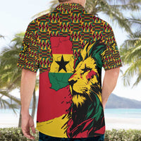 Ghana Lion Hawaiian Shirt - Map & Coat of Arms Grunge Style Design