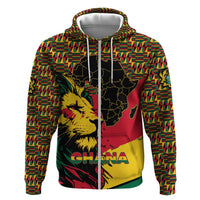 Ghana Lion Hoodie - Map & Coat of Arms Grunge Style Design