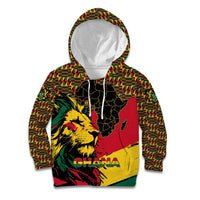Ghana Lion Kid Hoodie - Map & Coat of Arms Grunge Style Design