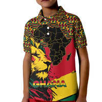 Ghana Lion Kid Polo Shirt - Map & Coat of Arms Grunge Style Design
