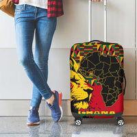 Ghana Lion Luggage Cover - Map & Coat of Arms Grunge Style Design