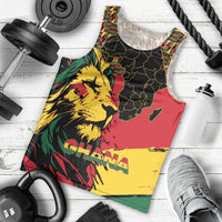 Ghana Lion Men Tank Top - Map & Coat of Arms Grunge Style Design