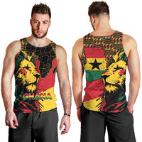 Ghana Lion Men Tank Top - Map & Coat of Arms Grunge Style Design